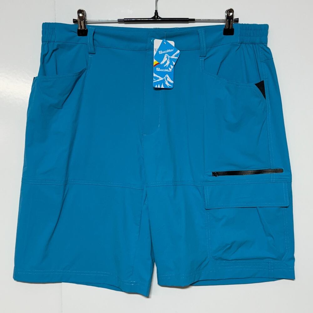 MagcoMsen Shorts Mens 38 Blue Cargo Elastic Waist‎ Hiking Actual 38X10 NWT